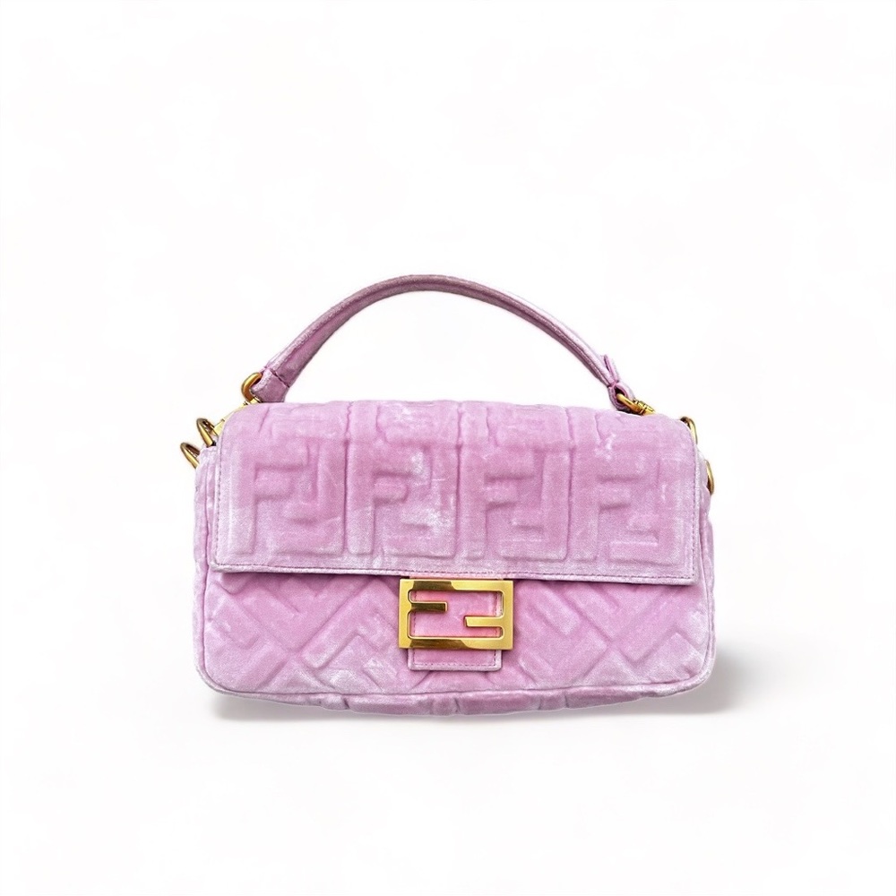 FENDI velvet embossed FF Rosa baguette - Picture 1 of 7